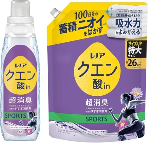 レノア クエン酸in 超消臭 オリジナルメッセージカード付 (430ml+730ml, リフレッシュリリー)