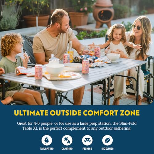 GCI OUTDOOR Slim-Fold Table XL | Portable Outdoor 4-6 Person Dining Table, Heat Resistant Aluminum Tabletop, Perfect for Barbecues, Camping, Picnics & Tailgating - image 2