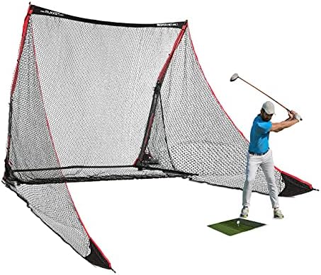 Rukket 4pc Golf Practice Bundle | 10x7ft SPDR Driving Net | Tri-Turf Hitting Mat | Barrier Protective Wings | Carry Bag | Portable Indoor and Outdoor at Home & Residential