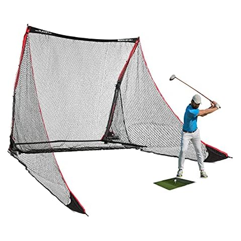 Rukket SPDR 4pc Golf Practice Bundle, Professional Grade 10x7ft Driving Net, Tri-Turf Hitting Mat, Barrier Protective Wings, Carry Bag, Portable Indoor and Outdoor at Home & Residential Cover