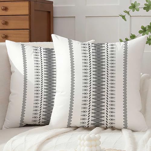 Avalune Fundas de Cojines 40x40 Gris Boho Decorativas Otoño Funda de Almohada Geometría Cuadradas de Terciopelo Súper Suave Moderna Cojin para Decoración del Hogar Sofá Dormitorio Juego de 2