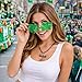 blinkee Unlit Shamrock Shaped Green Frameless Novelty Sunglasses Lucky Clover Party Glasses St Patricks Day Festival Costume Eyewear Lightweight Fashion Shades for Adults and Teens