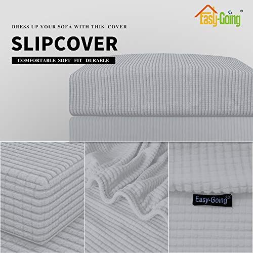 Image of Easy-Going Stretch 1 Piece Chair Couch Cushion Cover for Sofa | Sofa Cushion Furniture Protector Sofa Seat sofa slipcover Washable sofa cover soft with Elastic Bottom Silver Gray