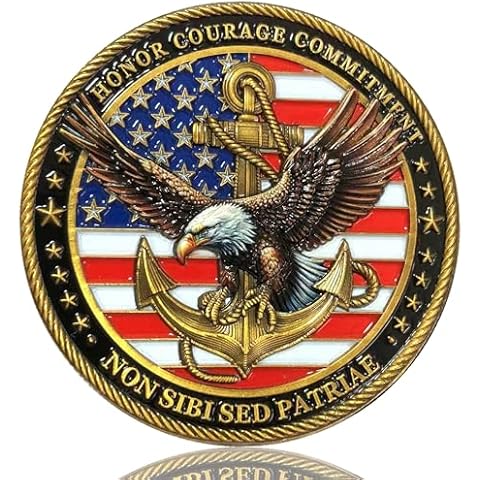 LZWIN USA-Navy Sailor's Creed Challenge Coin - Honor, Courage, Commitment - 1.77" Zinc Alloy with Protective Case Cover