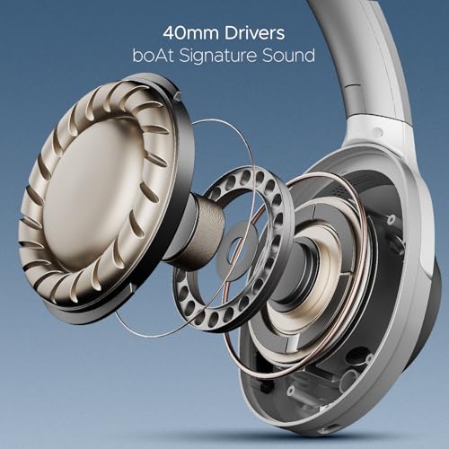 Image of Boat Nirvana 751 ANC, 65Hrs Battery, Hybrid Active Noise Cancellation(~33dB), Fast Charge, Ambient Mode, Carry Pouch, Bluetooth Over Ear Headphones, Wireless Headphone with Mic (Sterling Silver)