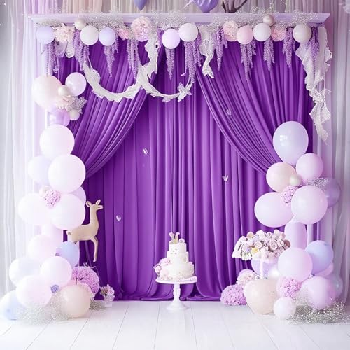 Gallety Lavender Backdrop Curtains for Wedding, Polyester Photography Backdrops Curtains - 20FT x 10FT Wall Curtains with Rod Pockets for Celebration,Birthday, Baby Baptism,Engagement Party