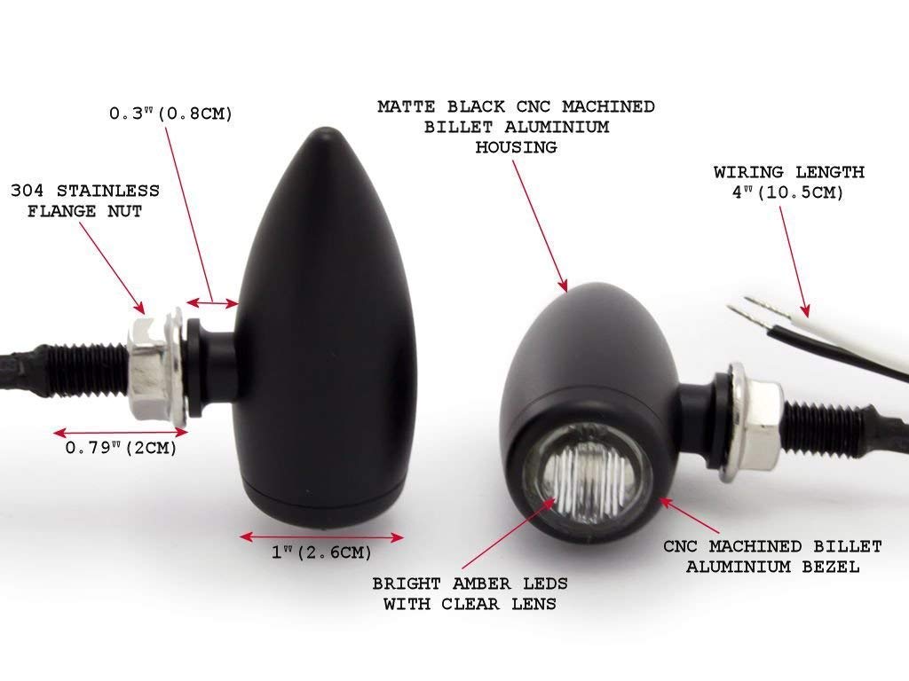 Pequeño Negro Aluminio Bala LED Intermitentes para Moto Intermitentes