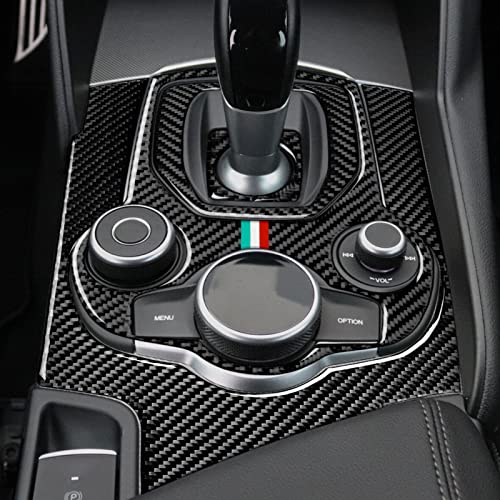Image of Car Gear Shift Sticker Carbon Fiber Decals Center Console Cover Trim Compatible with Alfa Romeo Giulia 952 Stelvio 949 2016 2017 2018 2019 Accessories
