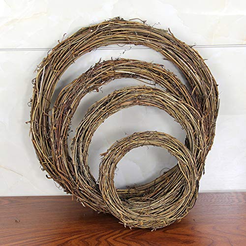 12" Natural Grapevine Wreath Diy Crafts Rattan Wreaths For Christmas Door Hanging Wall Window Holiday Festival Wedding Decoration (1Pcs 30Cm/11.8Inch) #TOP5