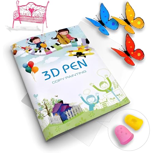 ROKZELT Libro Da Disegno Con Stampa 3d, Modello Riutilizzabile In Carta Spessa Colorata con Lavagna Trasparente Resistente Alle Temperature, Modelli Originali per Dipingere Graffiti