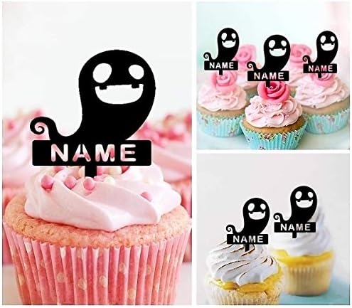 TA0333 Cute Ghost Silhouette Party Wedding Birthday Acrylic Cupcake Toppers Decor 10 pcs with Personalized Your Name