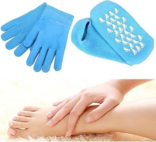 مجموعة جوارب وقفازات ترطيب جل لتنعيم البشرة الجافة والأيدي الجافة والقدمين والكعوب الجلدية القرنية والجلد الخشن والتخلص من الجلد الميت وتجديد نعومة البشرة بفعالية عالية