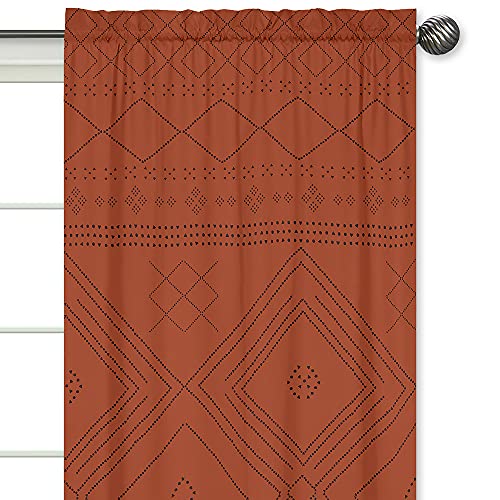 Sweet Jojo Designs Boho Bohemian Tribal Black Orange Rustic Geometric Decorative Window Treatment Panels Curtains Drapes Covering Bedroom Living Room Decor Aztec Urban Southwestern Farmhouse Set Of 2 #TOP2