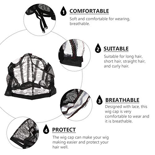 Lurrose Bonés de Peruca para Fazer Perucas 2 Peças de Peruca Elástica de Renda Chapéu de Rede Respir