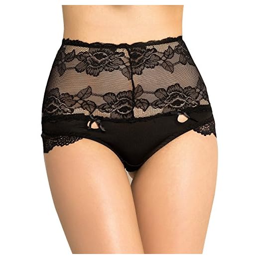ohyeahlady dam hipster spets transparent hög midja trosor trosor strängar med delikat öppen gren Slips svart