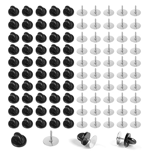 Gummi Pin Verschlüsse 50 Sets Anstecker Verschluss Runde Ersatz Anstecknadel Uniform Abzeichen für Schmuck Brosche Pins Basteln DIY Kunsthandwerk