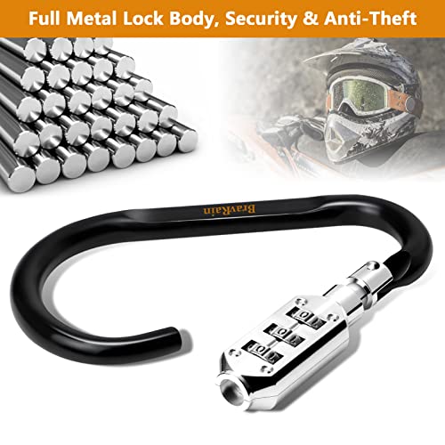 Motorcycle Helmet Lock & Cable, Bike Lock Heavy Duty Anti Theft 3-Digit Combination Bicycle Retractable Cable Security Small Carabiner Pin Lock For Helmets Jacket Luggage Backpack Suitcase Stroller #TOP1