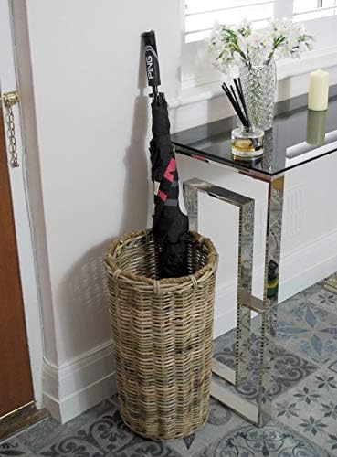 east2eden Kubu Rattan Umbrella Walking Stick Storage Holder Basket