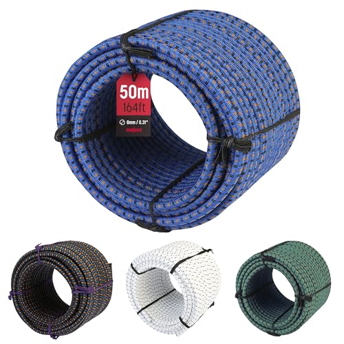 MAGMA Cuerda Elastica 8mm, 50m. Monotex Polietileno. Piscinas (Standard NF P 90-308) Toldos Acampadas Exteriores Manualidades Nautica Amarres Escalada Resistente al Agua (Azul)