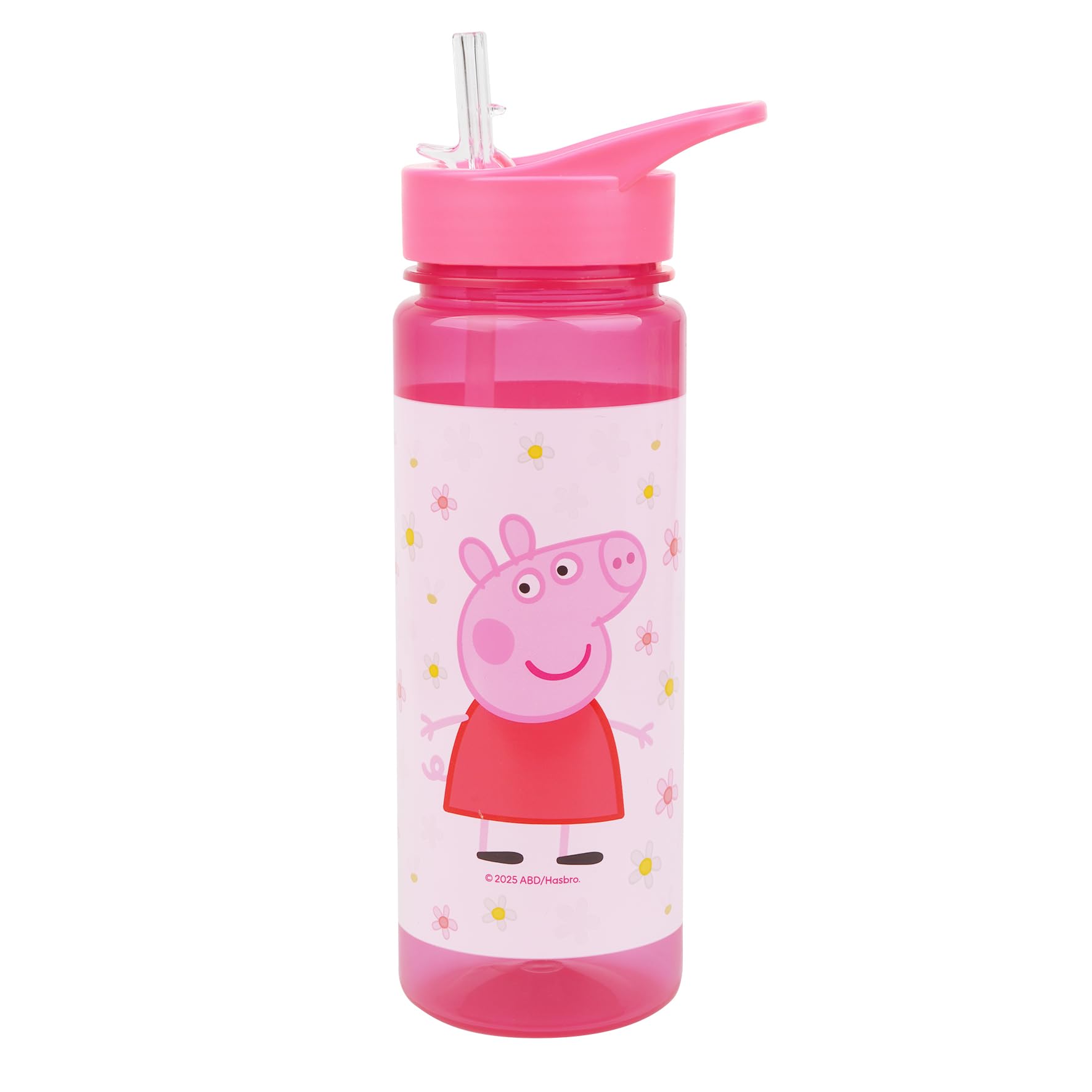Barbo Toys - Peppa Wutz Trinkflasche Flowers, Kinder Trinkflasche 3–8 Jahre, spülmaschinengeeignet, leicht und langlebig, Peppa Pig Motiv, Maße 6,5x6,5x22cm