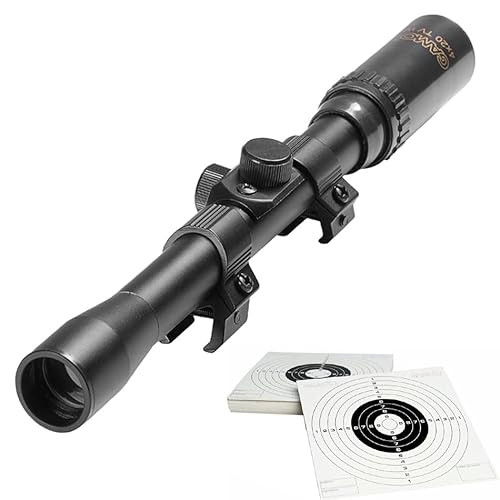 Visore Gamo 4x20 | Mirino sportivo per fucili, carabine e pistole ad aria compressa (pallini) + 20 bersagli.