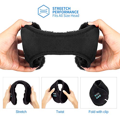 Voerou Ear Muffs Wireless Headphones Ear Warmers ear Muffs Headsets Foldable Unisex Fleece Ear Warmer with Microphone… - Image 6