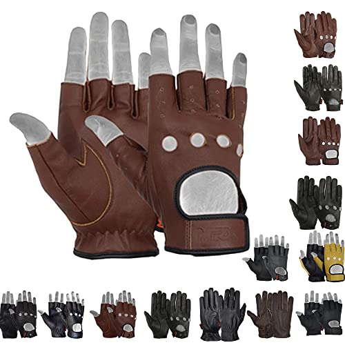 Image of MRX Driving Gloves Button Basic Soft Outdoor Glove Goat Leather Workout Full Finger, Black