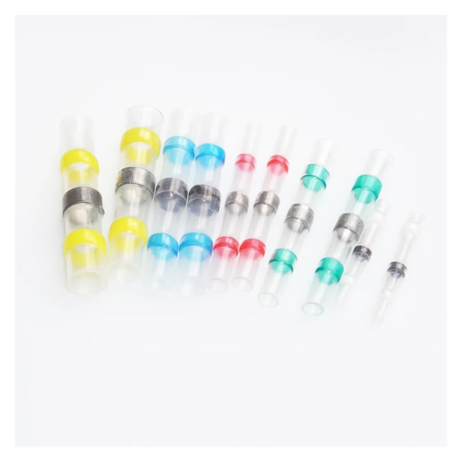 10/30/50/100pcs Solder Seal Wire Connectors 3:1 Heat Shrink Insulated Electrical Wire Terminals Butt Splice(Green 0.75-1.5mm2,100pcs)
