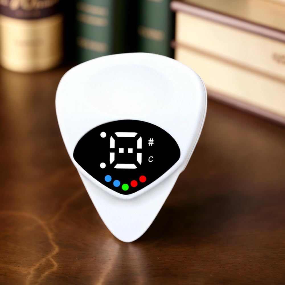 Kostki gitarowe 2 w 1, tuner gitarowy do gitar akustycznych i elektrycznych (biały)