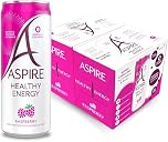 ASPIRE Healthy Energy Drink – 12 x 330ml Cans – Zero Calories & Zero Sugar – Natural Plant Based Caffeine & Multivitamins- Vegan & Gluten Free (Raspberry) | Sold by Bargain Hub