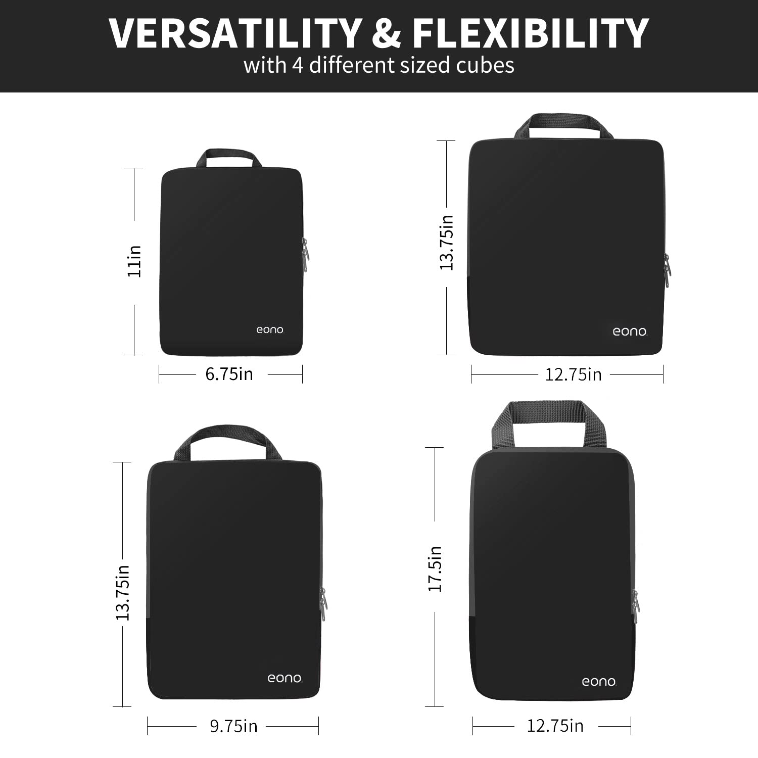 Eono Organizadores de Viaje de compresión expandibles, Impermeable Organizador de Maleta, Cubos de Embalaje, Compression Packing Cubes