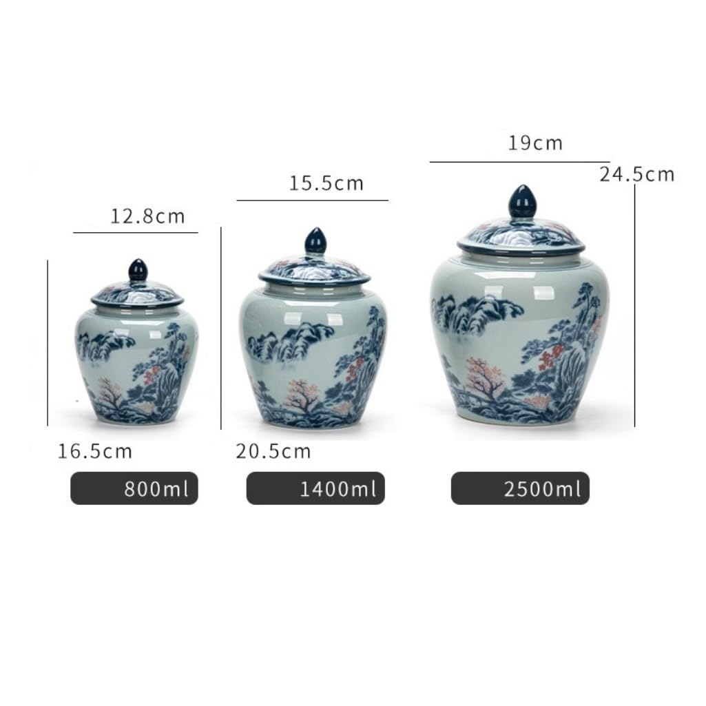 Ceramiczny pojemnik na herbatę, niebieski i biały, porcelanowy słoik do przechowywania herbaty, ceramiczny duży, kuchenny słoik z ziarnami kawy, z zamknięciem, chiński zestaw do herbaty w stylu retr