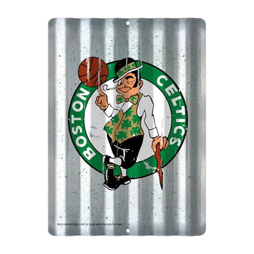Rico Industries NBA Basketball Boston Celtics 12" X 16" Home Decor Tin Home Decor Metal Roof Sign