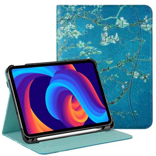 Étui iPad 10ème génération avec support réglable et porte-stylet fleurs d'abricot