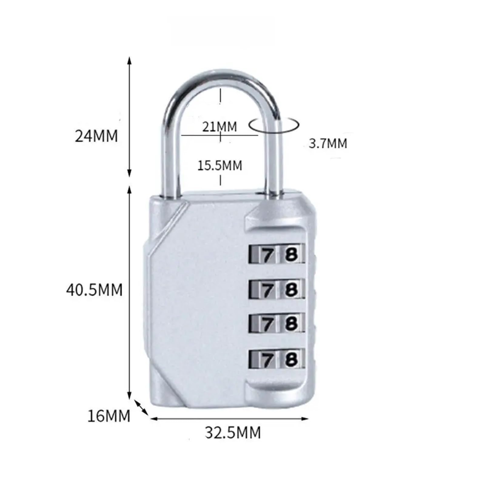 Serrure à combinaison à 4 chiffres Serrure de sécurité de voyage Serrure à mot de passe en métal Cadenas de porte d'entrepôt de dortoir Serrure à code antirouille 1 pièces(Silver)