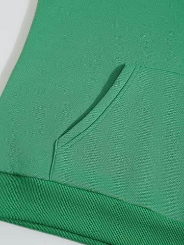 Sweat à capuche décontracté manches longues vert avec poches taille S