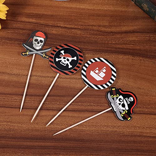 40 peças de suprimentos para bolo pirata decoração de festa de halloween topos de bolo bolo de assar