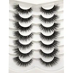Pooplunch False Eyelashes Cat Eye Wispy Faux Mink Lashes Pack Fluffy Short Natural Fake Lashes 7 Pairs Multipack