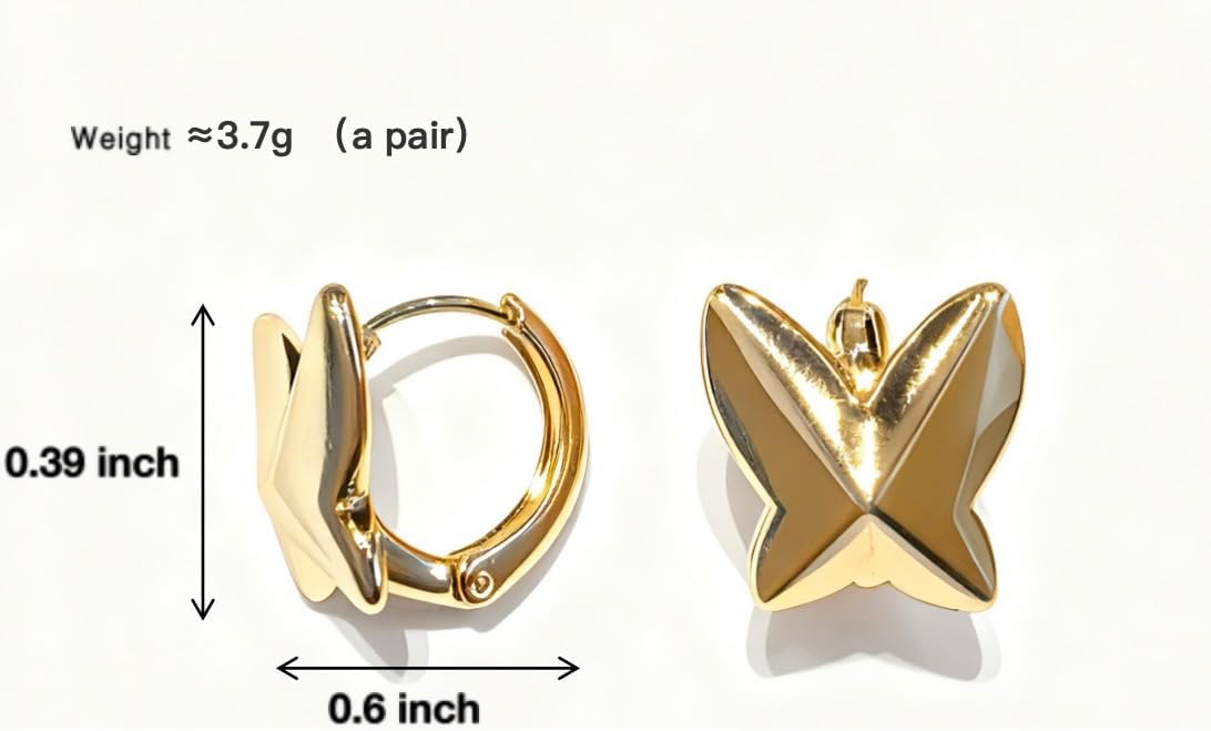 2026Origami Butterfly Hoop Earrings for Women - 3D Geometric Gold-Tone Lightweight Hinged Hoop Earrings Fashion Minimalist Statement Jewelry for Daily Wear (0.6 Inch) - Image 2
