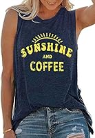 Umsuhu Sunshine and Coffee Tank Casual Summer Graphic Tank Tops for Women Sleeveless Graphic Tank Tops Tee Shirts