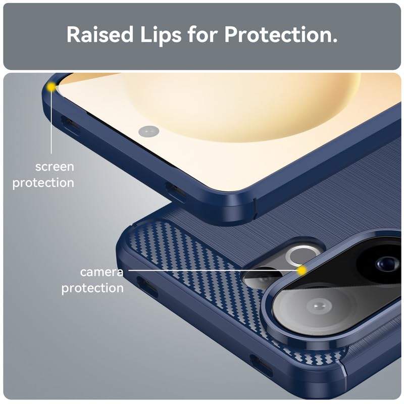Image of Hybrid Carbon Fiber Back Case for Vivo V60 5G / V60e 5G / T4 Pro 5G (Blue)