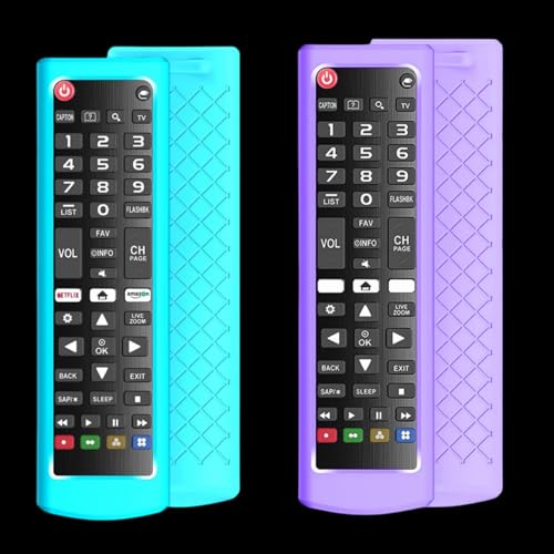 Avtbeisty 2 Pack Glow Purple and Glow Blue Silicone Protective Remote Control for LG LCD LED HDTV 3D 4K OLED TV (AKB75095307, AKB75375604, AKB74915305)