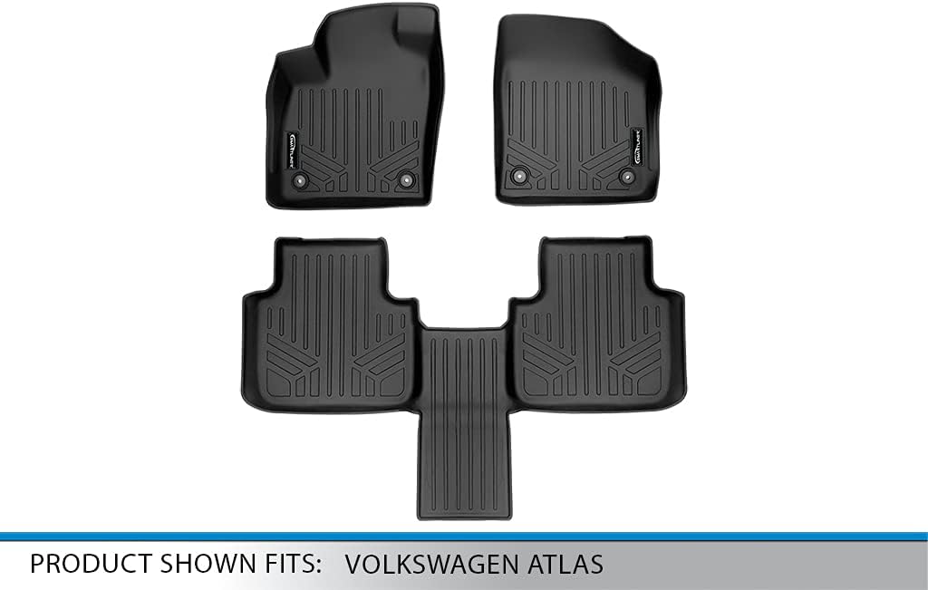 SMARTLINER Floor Mats 2 Row Liner Set Compatible with 2018-2025 Volkswagen Atlas