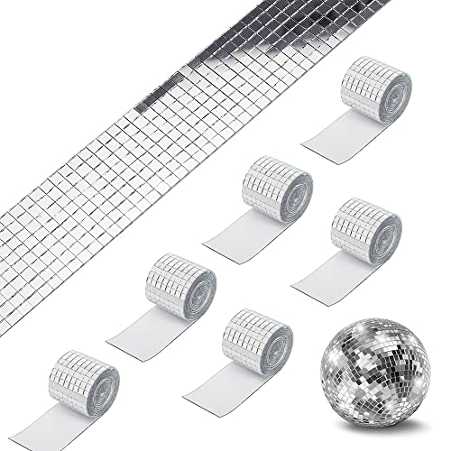 WOOLUCK® 6 Rollen 9600 Stücke selbstklebend mini Spiegel,Mosaik Spiegelfliesen Aufkleber Glas 5 x 5 mm für Discokugel Basteln,DIY Küche Badezimmer KTV