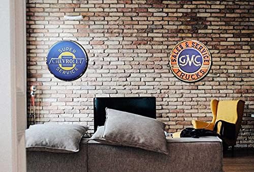 SR1 Performance Trucks Sales & Service Stainless Steel Wall Hanging Sign - Blue/Orange//Chrome : 22" x 22" Compatible for GMC