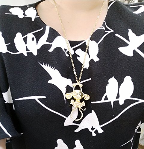 Image of Lovely Magnetic Reading Glasses Holder Clip Multi-Function Monkey Pin Brooch /Necklace (Rose Gold Brooch)