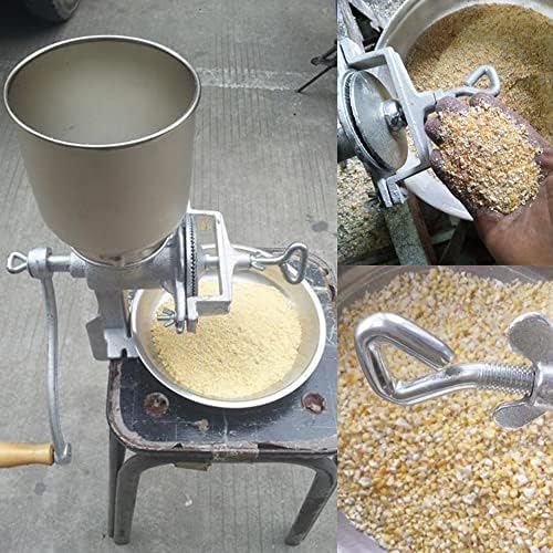 Moongiantgo Manual Grain Mill with φ5.1inch Large Hopper & 1.5inch Table Clamp, Milling Coarseness Adjustable Cast Iron Hand Grinder for Nut, Coffee, Grain, Seeds, Corn, Spices