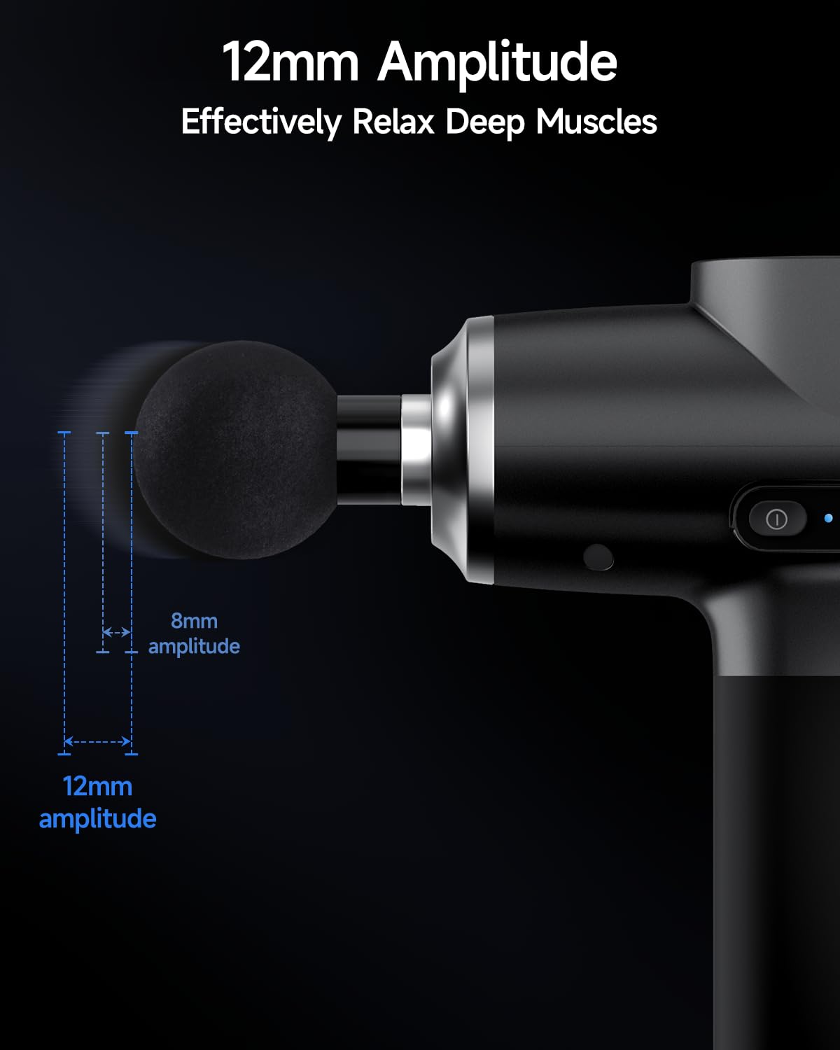 HEYCHY Pistolet de massage musculaire professionnel avec chaleur, masseur musculaire portable, percussion du dos du corps, amptitude de 12 mm pour athlètes, coureurs, cadeaux pour homme et femme