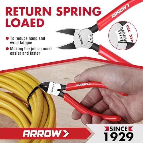 Image of ARROW 6 inch Precision Wire Cutters, Precision Flush Cut Diagonal Pliers (Pack of 2)