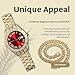 Halukakah Diamonds Watch Iced Out for Boy Teens Kids - 18K Real Gold Plated,42mm Red Dial,Japanese Quartz - 8